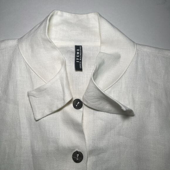 Itemz Chris Baumgartner Linen Blouse Tunic Ivory One Size Fits Most Lagenlook EC - Picture 2 of 11